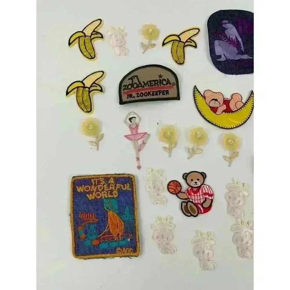 30 PC Assorted Sewing Applique Patches Iron on Sew On NEW Mixed Vintage‎